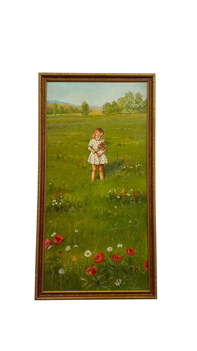 Original 1970 "Springtime" Oil Painting by J. Dembrow – Vintage Redbook Magazine Illustration Art