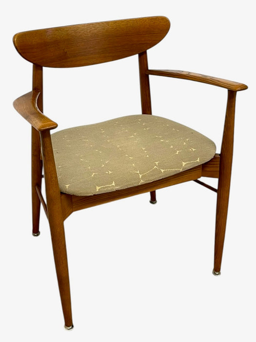 Vintage Mid-Century Modern Sculptural Armchair with Upholstered Seat