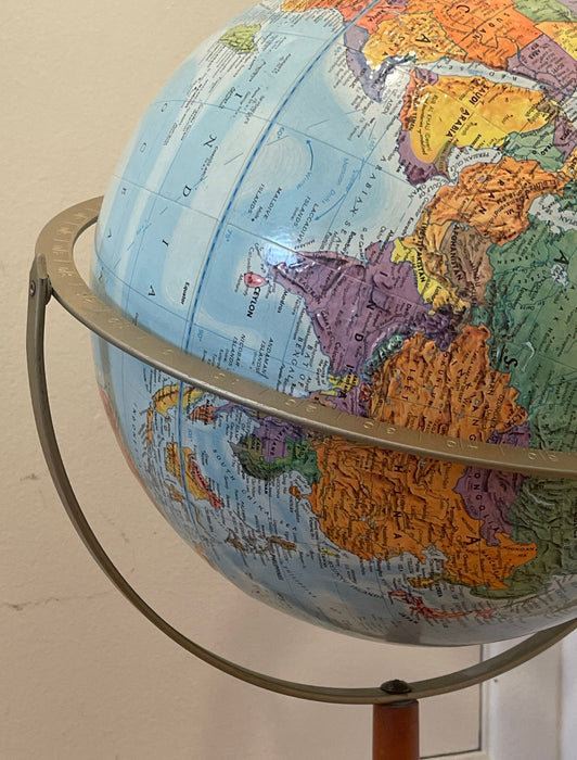 Vintage Mid Century Modern Globe Stand Decor Retro Wood Petal Map World Seattle Deco(Online purchase only)