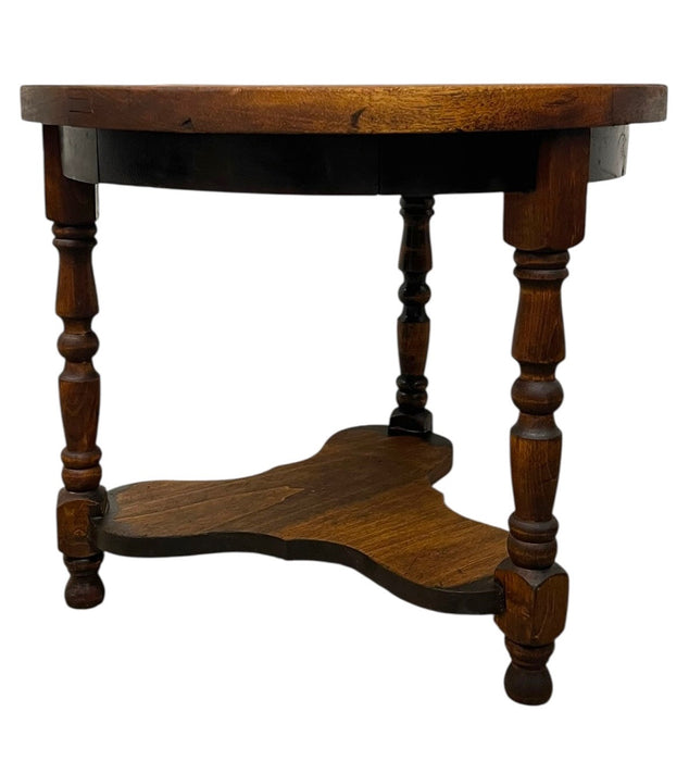 Vintage Arts & Crafts Tile Top Side Table with Turned Legs and Lower Shelf