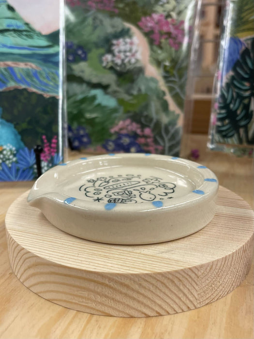 Original Wheel Thrown Hand Painted Ceramic Doodle Spoon Rest