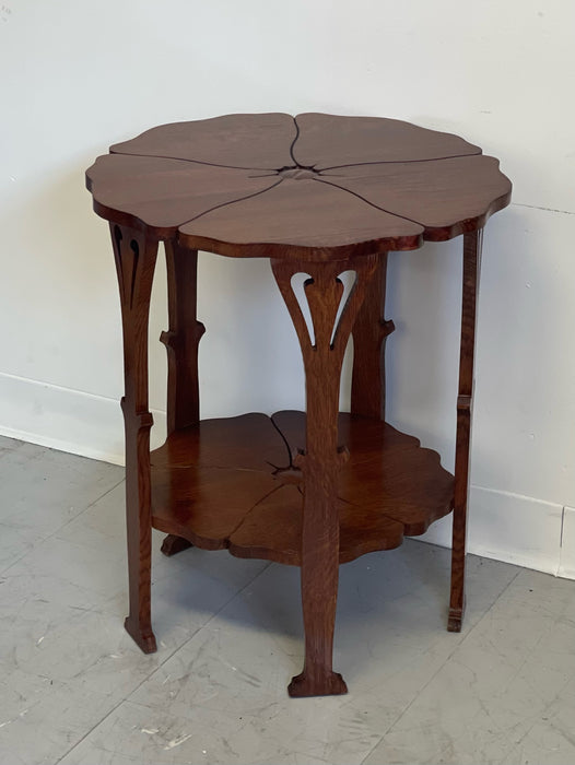 Delicately Designed Antique Gustave Stickley Poppy Table With Floral Motif (Available by online purchase Only)