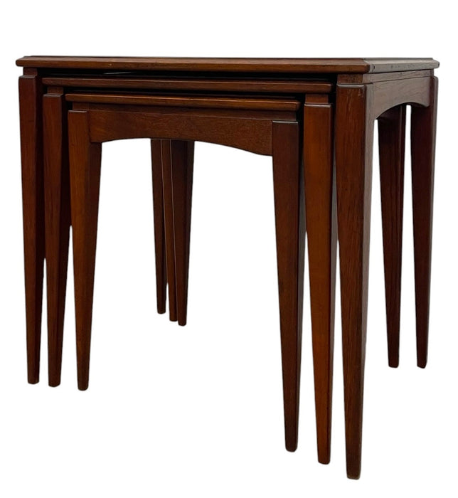 mid century Modern Nesting Table with Removable Glass Tops, Set of Three