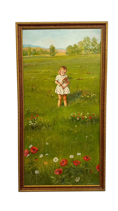 Original 1970 "Springtime" Oil Painting by J. Dembrow – Vintage Redbook Magazine Illustration Art