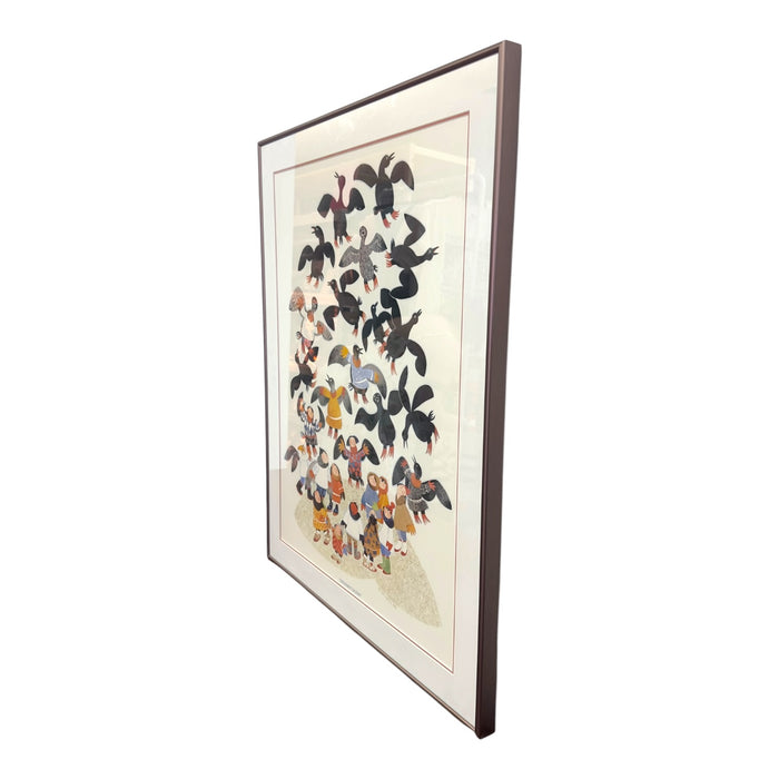 Vintage Rie Muñoz "Guillemot Legend" Framed Art Print – 1988 Alaskan Folk Art Illustration