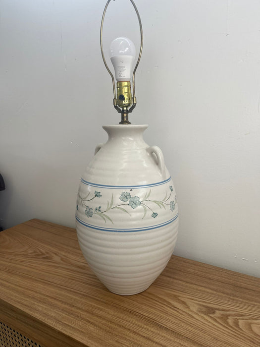 Vintage Lamp With Ceramic Vase Base and Floral Motif.