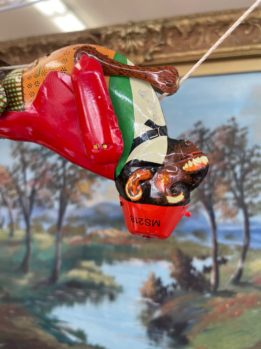 Vintage Mid-Century Tin Acrobat Monkey Toy MS218 Made in China