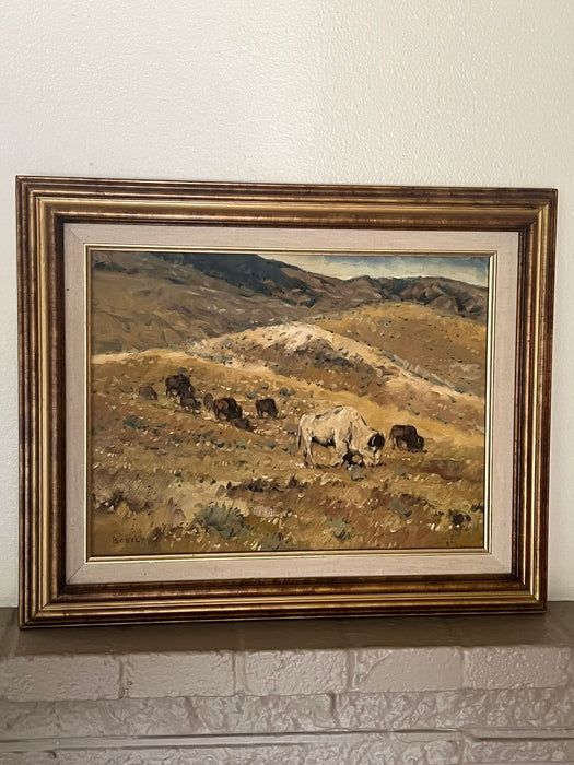 Vintage Bison Landscape by Sheryl Bodily