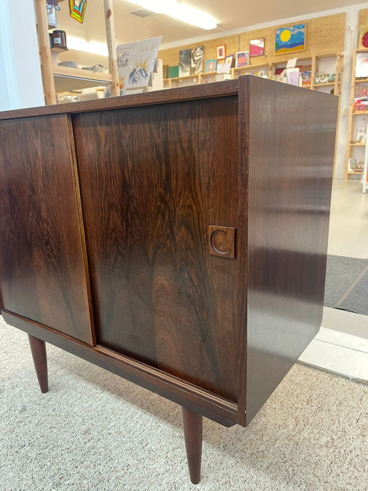 Vintage Imported Mid Century Danish Modern Rosewood Toned Cabinet.