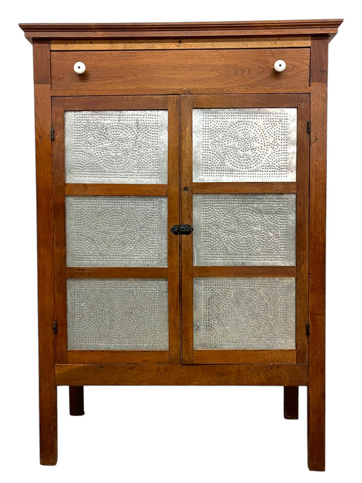 Wood and Metal Pie Cabinet with Fixed Interior Shelves (Available for Online Purchase Only)
