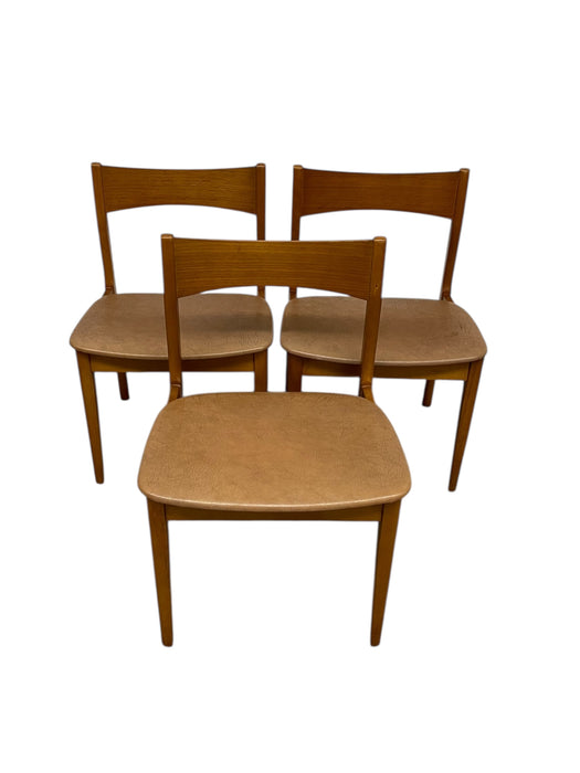 Mid-Century Modern Dining Chairs, Set of 3, Wooden Frames with Curved Backrests and Upholstered Seats