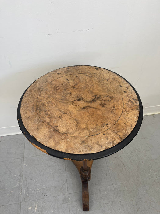 Vintage Imported Victorian Burl Wood Inlay Decorative Side Table.