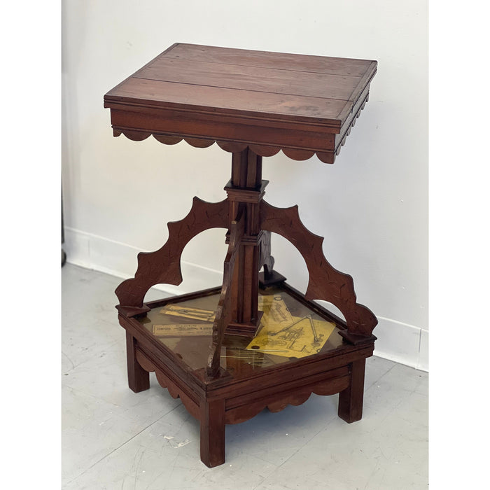 Antique Accent Side Table Tramp Art Victorian Style