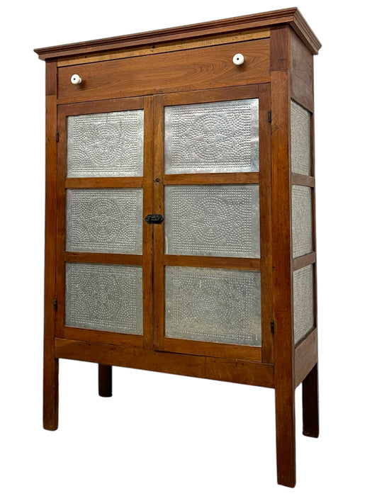 Wood and Metal Pie Cabinet with Fixed Interior Shelves (Available for Online Purchase Only)