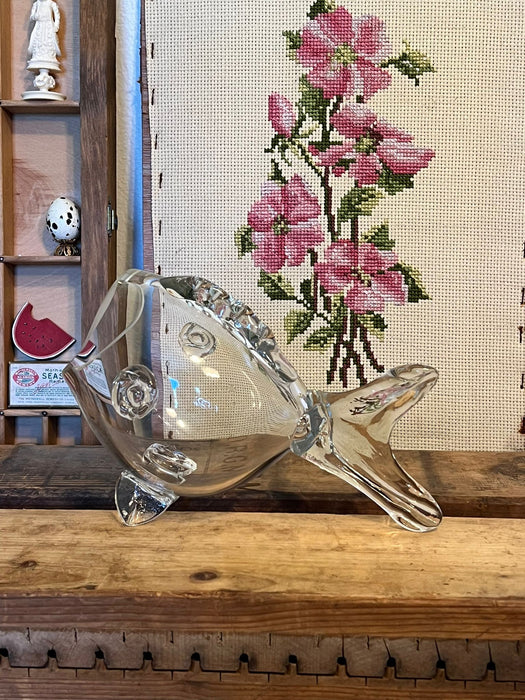 Mid Century Modern Clear Fish Vase Decor. ( Available by Online Purchase Only )