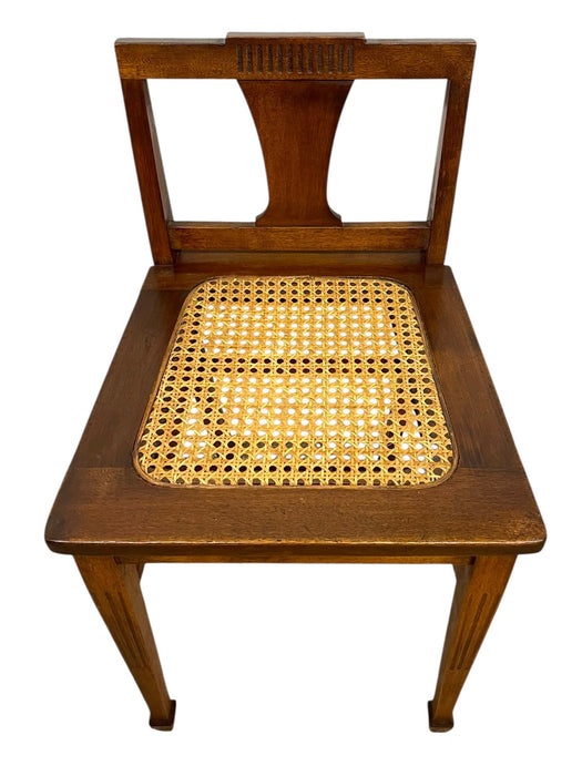 Vintage Arts & Crafts Style Wooden Side Chair with Caned Seat and Shaped Back Splat