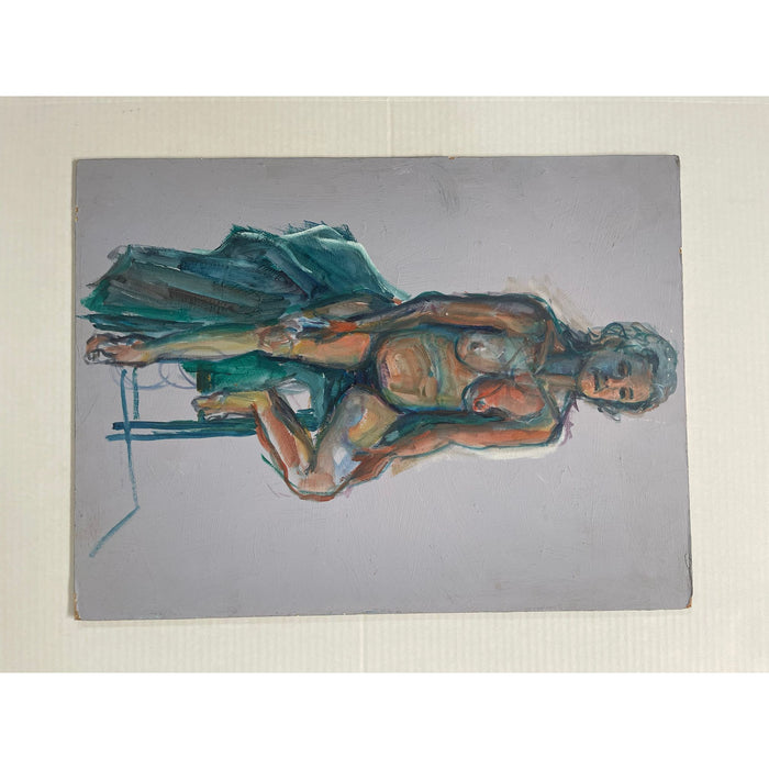 Vintage Abstract Nude Woman Figure Drawing on Board