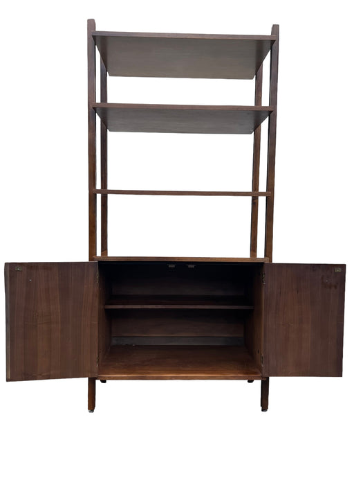 Vintage Mid Century Modern Free Standing Bookshelf or Storage Cabinet by Stanley Furniture Walnut Wood (Available by Online Purchase Only)
