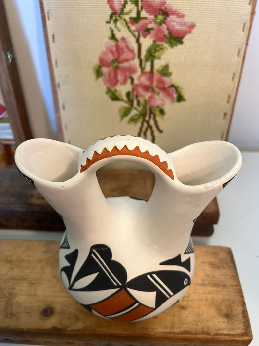 Vintage Signed Native American Pueblo Styled Pottery Wedding Vase.(Available by Online Purchase Only)