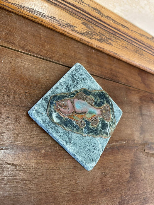 Vintage Tile Decorative Wall Art With Fish Motif.
