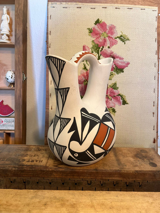 Vintage Signed Native American Pueblo Styled Pottery Wedding Vase.(Available by Online Purchase Only)