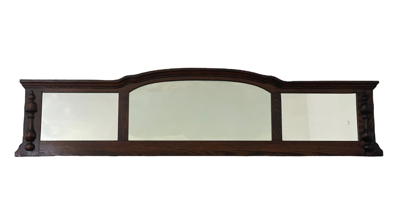 Vintage Three-Panel Wall Mirror with Arched Crest and Turned Wood Frame