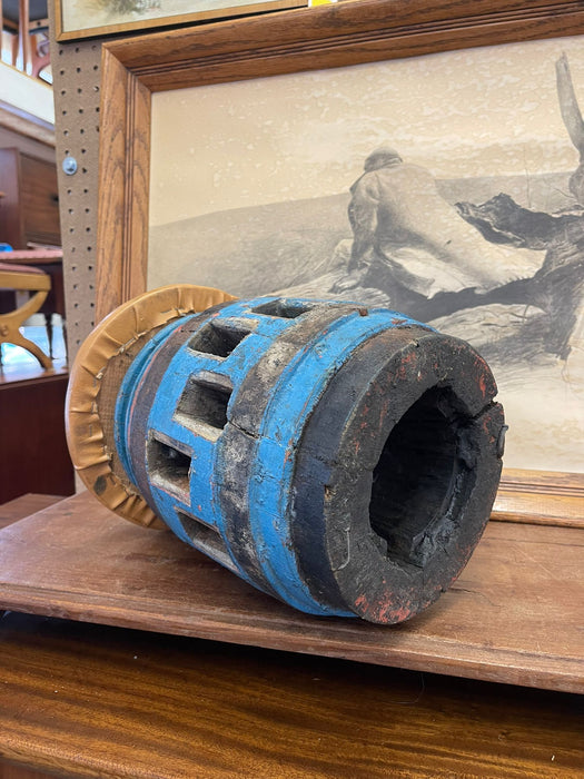Antique Repurposed Wagon Wheel Hub Decorative Wooden Art Piece.