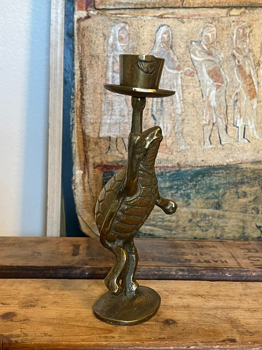 Vintage Standing Turtle Candle Stick Holder