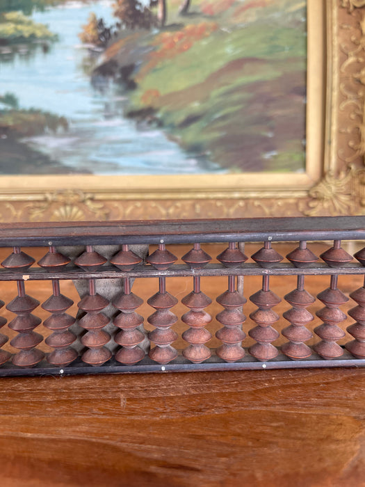 Likely Antique Japanese Abacus with Wood Frame and Patinaed Beads