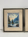 A set of two signed vintage mid century modern style paintings depicting an abstract mountain scene (Available by online purchase only)