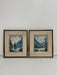 A set of two signed vintage mid century modern style paintings depicting an abstract mountain scene (Available by online purchase only)