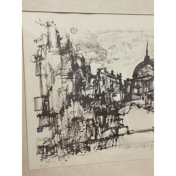 Vintage signed Original Lithograph “Duomo” by European Artist Max Gunther