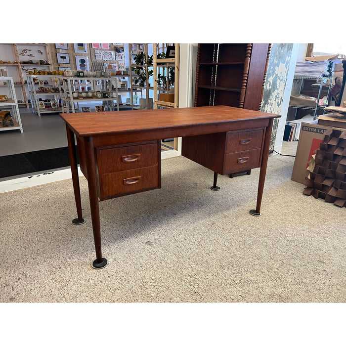 Danish Mid Century Modern Writing Desk with Dovetail Drawers Finished Back