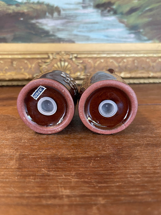 Mid-Century Ceramic "Little Brown Jug" Salt and Pepper Shakers - Japan