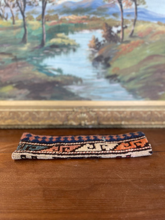 Vintage Handwoven Kilim Textile Pencil/Tool Pouch with Geometric Tribal Motifs.