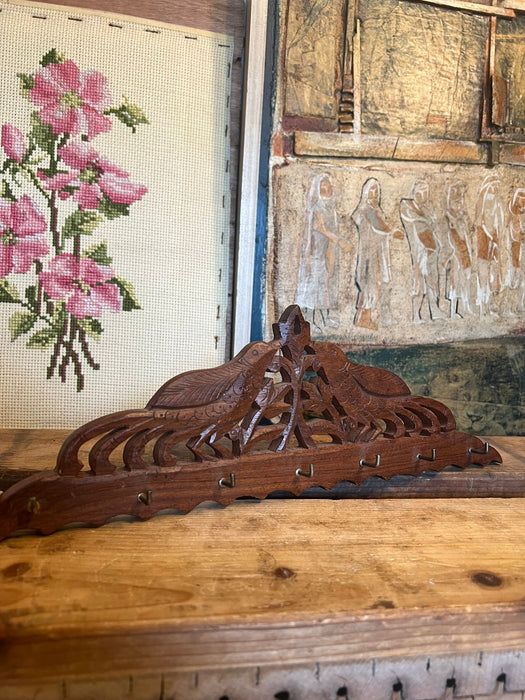 Vintage Carved Wooden Bird Design Wall Hooks