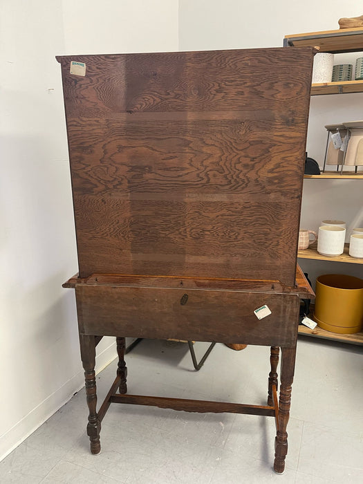 Vintage Early American Style Two Piece Hutch and Console Table.