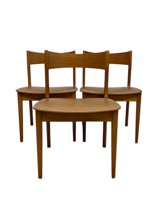 Mid-Century Modern Dining Chairs, Set of 3, Wooden Frames with Curved Backrests and Upholstered Seats