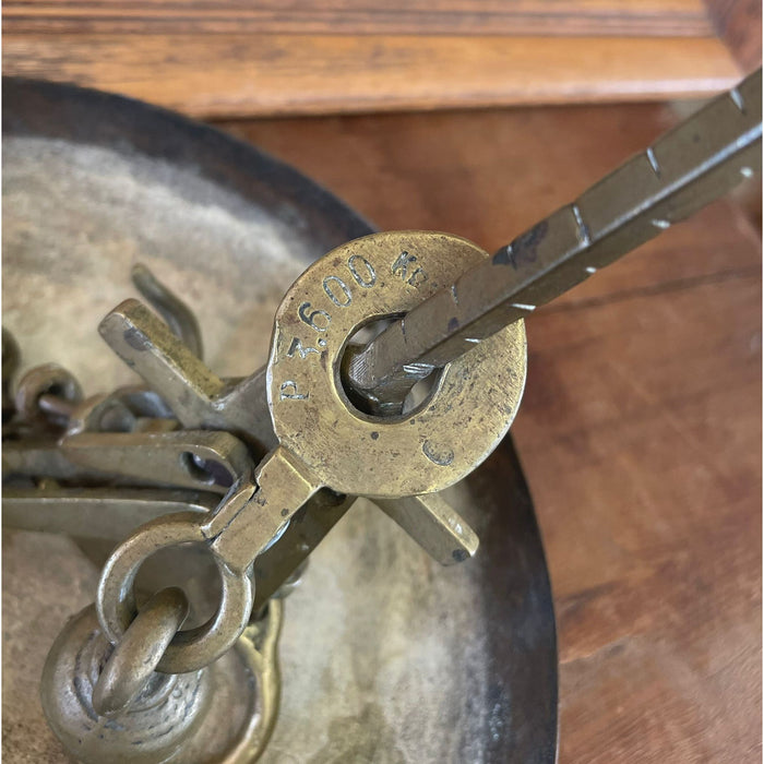 Vintage Brass Toned Scale and Tray