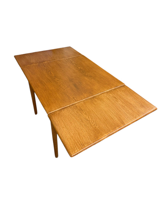 Vintage Danish Mid Century Modern Oak Dining Table With Two Pull Out Leaves