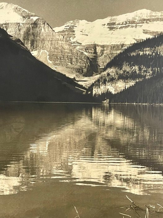 Vintage Black and White Photograph of Lake Louise & Victoria Glacier, Alberta, Canada