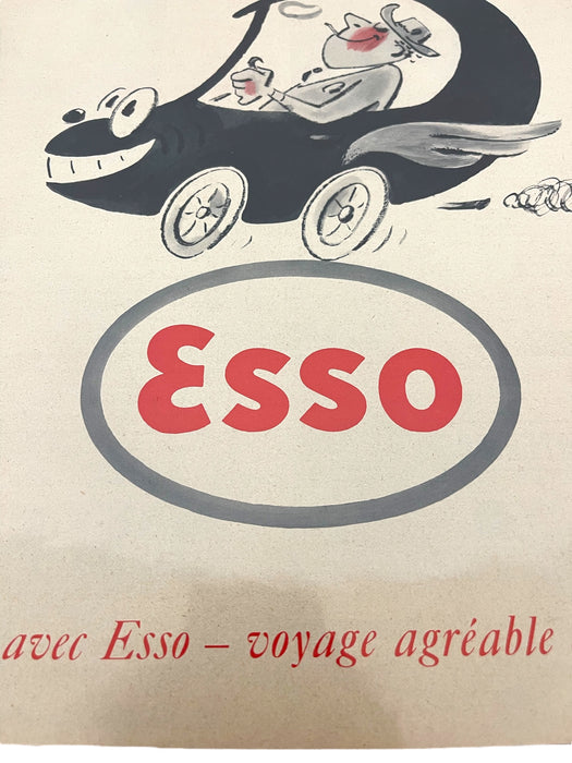 French Esso Advertising Print - Mid 20th Century Gasoline Poster