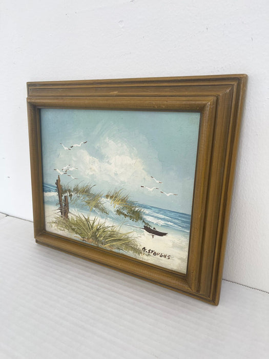 Vintage original Mid century Modern style signed Artwork Framed painting.