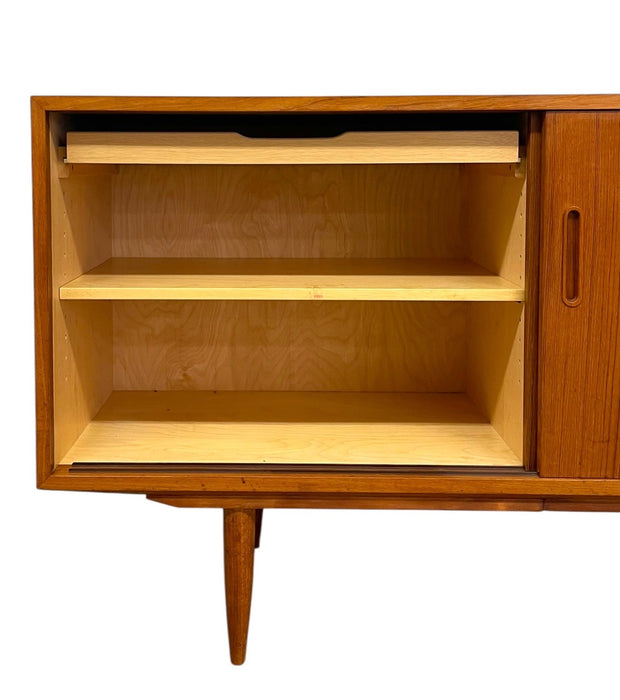 Vintage Danish Mid-Century Modern Teak Sliding Door Credenza / Sideboard
with Drawer
