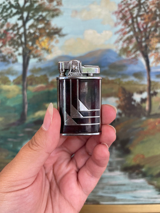 Pair of Vintage Tabletop Lighters - Art Deco CMC Continental and Mid-Century Prince Lighter Japan.