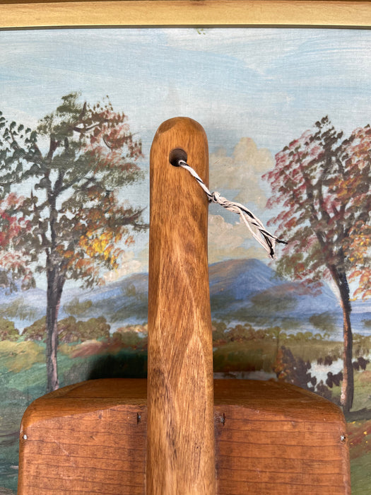 Vintage Hand-Carved Solid Wood Grain Scoop with Sculpted Handle and Maker's Mark