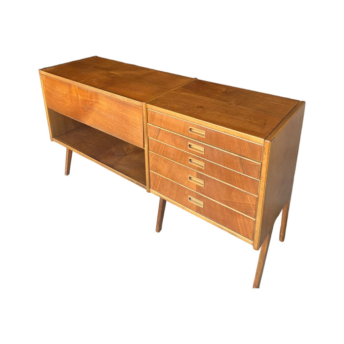 Vintage Mid Century Modern Teak Wood Credenza or Buffet or Bar Unit Made in Sweden (Available by Online Purchase Only)