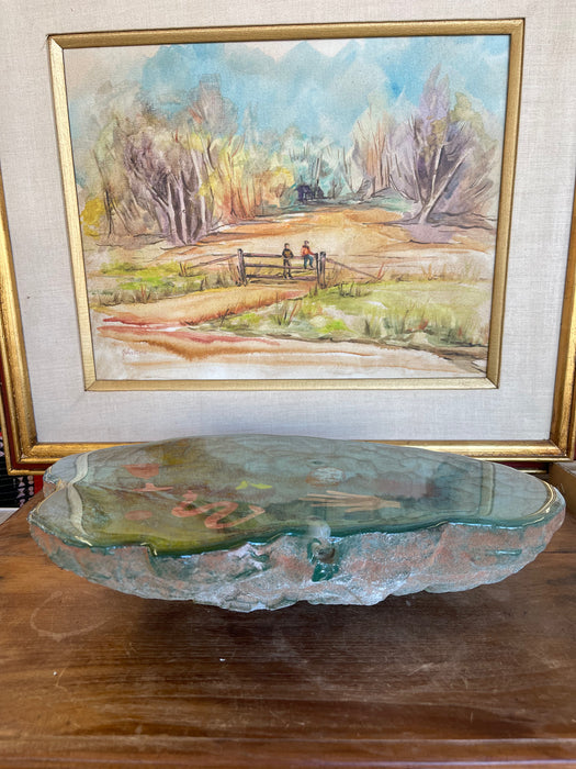 Vintage Cast Sculptural Art Piece with Embedded Figural Motifs and Textured Base
