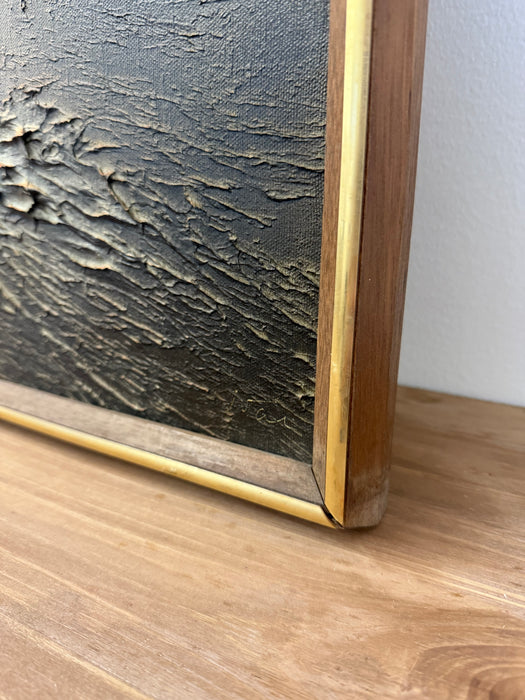 vintage mid century modern style textured painting attributed to Norway Artist Ivar Bruun