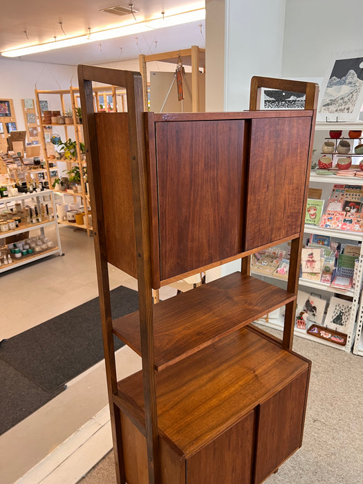 Vintage Mid Century Modern Free Standing Room Divider Wall Unit Cabinet with Finished Back